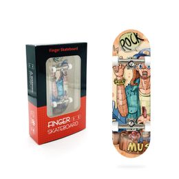 Professioneel Esdoorn Vinger Skateboard Spoorlager Wiel Legering Mini Vingertop Skateboard Creatief Houten Kind Speelgoed Cadeau Patronen kunnen worden aangepast