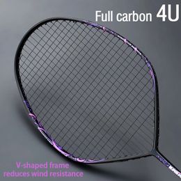 Raquette de badminton professionnelle en forme de V Max 30 livres 4U cordée raquette entièrement en fibre de carbone type offensif raquette simple avec ficelle 231120