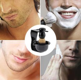 Juego de brochas de afeitar profesionales para hombres, mango de madera de tejón, cuenco de espuma de acero inoxidable, herramienta de afeitado para limpieza de barba Facial y peluquero