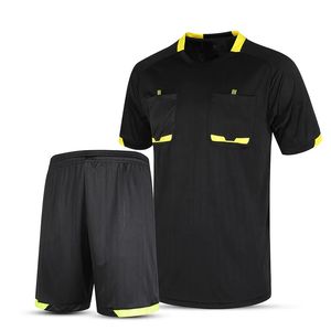 Professionele heren voetbalscheidsrechter uniformen sets voetbalshirts zachte kits shirts shorts pak ademend sneldrogend op maat bedrukt 240325