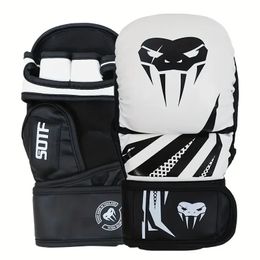 Guantes de boxeo profesionales MMA para lucha con medio dedo guantes de entrenamiento de artes marciales mixtas de lucha libre Sanda engrosados 240112