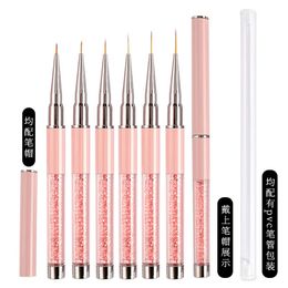 Professionele nail art borstels Nagellijnborstel Roze UV -gel schilderpen Gesneden Nail Art Liner 3D Rhinestones Brush voor manicure