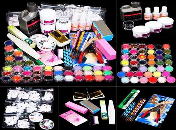 Kit professionnel de Nail Art définit ensemble de manucure système de soin des ongles poudre acrylique liquide paillettes colle séparateurs d'orteils brosse pince à épiler Prim1655882