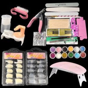 Professionele nagelgereedschap Nagellak set acryl nagelpoeder met nail art lamp nail art full kit home salon diy nagel kunst gereedschap