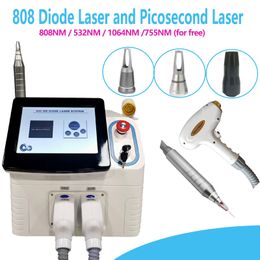 Professionele Nd Yag Laser Tattoo Removal Machine Carbon Peel Behandeling Acne Therapie 808NM Ontharing Ontharing Diode Koelsysteem voor Kliniek Schoonheidssalon Gebruik