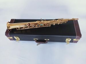 Profesional nuevo saxofón recto de tono alto Bb latón dorado modelo S-901 instrumento de viento de madera con llave de abulón con accesorios
