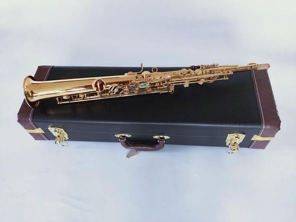 Profesional nuevo saxofón recto de tono alto Bb latón dorado modelo S-901 instrumento de viento de madera con llave de abulón con accesorios