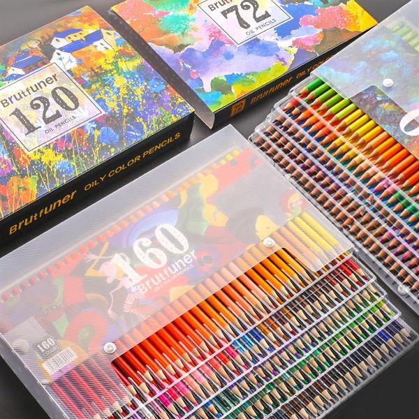 Crayons de couleur d'huile professionnelle ensemble 48 160 couleurs artiste peinture esquisse crayon couleur pour enfants