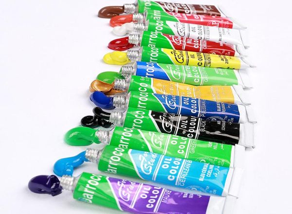 Pinturas profesionales para el óleo Colors Pintura Dibujo Suministros de arte Conjunto de arte Conjunto de pintura al óleo con 1 cepillo 12Colorsset2103394