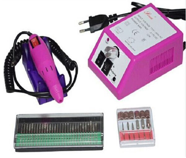 Máquina de manicura de taladro de uñas eléctrico rosa profesional con brocas 110v-240V (enchufe de la UE) Fácil de usar Envío gratis