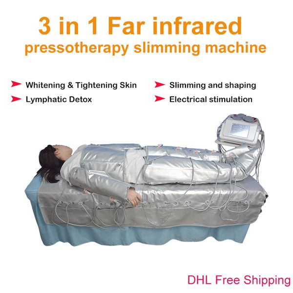 Pressothérapie à air portable professionnelle 3 en 1 avec machine de drainage lymphatique à stimulation musculaire électrique infrarouge EMS à vendre