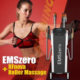 Rouleau de massage professionnel EMSzero 2 en 1 EMS machine de sculpture musculaire Stimulateur musculaire 4 poignées avec RF 13 TESLA modelage du corps perte de poids dispositif d'utilisation en salon