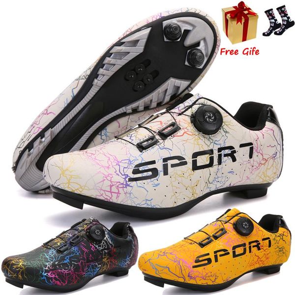 Zapatos de bicicleta de carretera profesionales con autosujeción para hombre, ultraligeros, antideslizantes, para mujer, MTB, ciclismo, SPD, Pedal de carreras, calzado de fondo plano