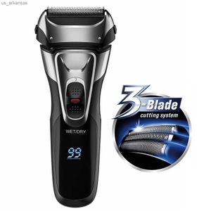 Afeitadora profesional para hombres, afeitadora eléctrica potente recargable, afeitadora eléctrica lavable 3D, afeitadora de barba en seco y húmedo