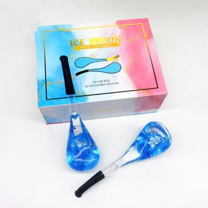 Juego de 2 piezas de globos de hielo faciales con forma de cuchara, globos de hielo de belleza para cara, ojos, cuello, enfriamiento, terapia con bola criogénica, masaje, cuidado de la piel, juego de regalo para mujeres