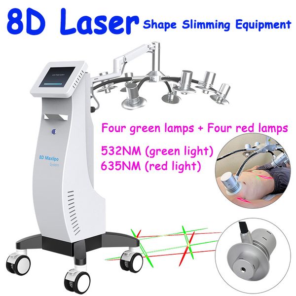 Machine laser lipo minceur professionnel 8d Lipo Réduire la forme du corps gras Forme Lipolaser Euipment Light Green rouge CE Approuver