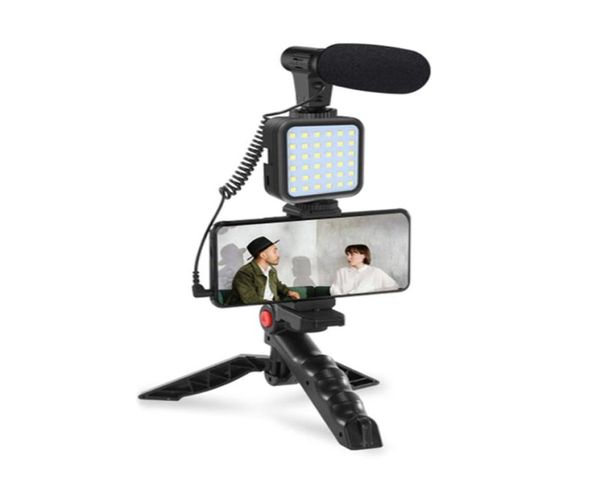 Kit de vídeo para teléfono inteligente profesional, soporte para trípode con luz LED y micrófono para Vlogging en vivo, pografía, accesorios para cineastas de YouTube Trip7156619