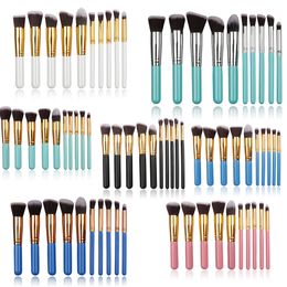 Professionele Zachte Cosmetische Gezichts Make-up Ovale Borstels Set Dames Toiletto Kit Make Borstels Kabuki Borstel 10pcs Set