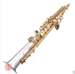 Maatwerk Professionele Sopraansaxofoon S-WO37B(B) Muziekinstrumenten Verzilverd Gouden Sleutel Rechte Sax Mondstuk Gratis