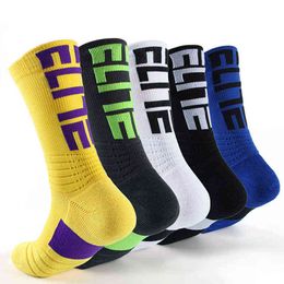 Professionele Sport Sokken Mannen Performance Fitness Basketbal Running Athletic Crew Sock Ademend Dikke Kussen Compressie Sock Y1222