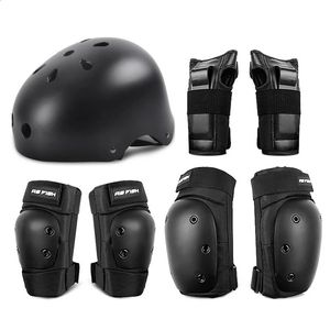 Sports professionnels Roller Skating Équipement de protection Genou Coude Support Poignet Garde Casque Ensemble Skateboard Protecteur pour Enfants Adultes 240129