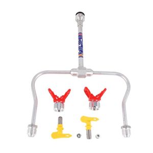 Professionele Spray Guns Airless Paint Extension Pole Double Nozzle Hoofd + Tips Guard Kracht Painting Tool