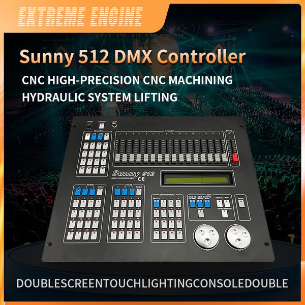 Consola maestra DMX de luz de escenario profesional, nuevo controlador DMX Sunny 512 con paquete Flycase, uso para cabezal móvil de haz Par Led