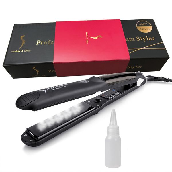 Plancha de pelo de vapor profesional Plancha plana Cerámica Vapor Salon Styler Plancha alisadora Rizador Vapor Herramientas de peinado