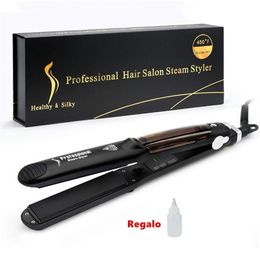 Fer à lisser à la vapeur professionnel Negative Lonic Steamer Curling Et Redressage Céramique Nano Flat Iron Hair styler 220623