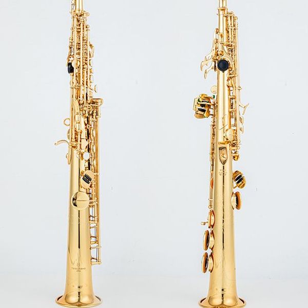 Saxofón soprano de tubo recto profesional W020 saxofón de latón dorado lacado instrumento de jazz Fabricación artesanal japonesa con accesorios