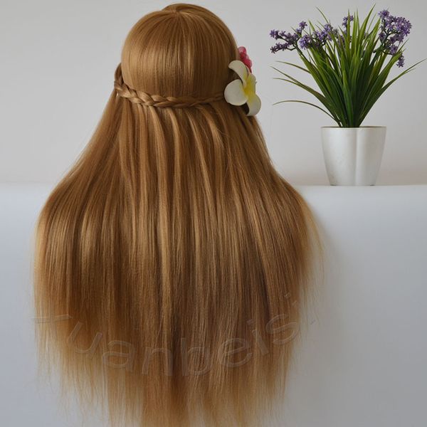 Style de style professionnel tête de mannequin épais Golden Hair Maniqui Wig Head For Bridal Hairdo Dolls Training Training Head Dummy 75cm