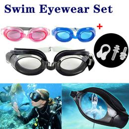 Lunettes de natation professionnelles étanches anti-buée en silicone lunettes de natation lunettes de protection UV réglables avec bouchons d'oreilles pince-nez Y220428