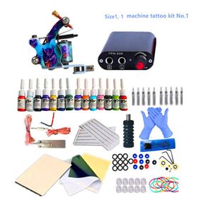 Kits de tatuaje profesional Artista Top Complete Set Tattoo Machine Gun y sombreado Tintas Pigment Power Needles Tattooing Supply1480587