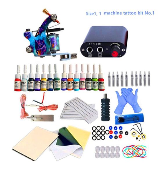 Kits de tatouage professionnels Top Artiste complet Tattoo Machine Gun doublure et ombrage Inks Pigment Power Euestles Tattooing Supply1480587