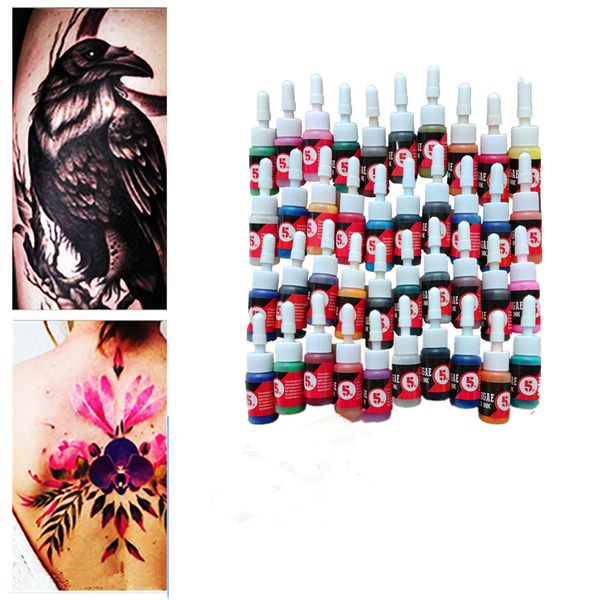 Encres de tatouage d'art corporel professionnel fournit 5 ml 40 couleurs tatouages noirs ensemble pigment de couleur pour les fournitures de maquillage permanentes de tatouage