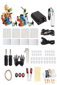 Professionele tattoo-set 2 machinegeweerspoel Tattoo-machinegeweerset Voeding Complete tattoo-kits6869161