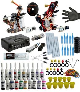 Kit de tatouage professionnel kit de tatouage Machine à mitrailleuses rotatives 20 encres alimentations alimentaires ensemble tatouage complet pour démarreur débutant6676836