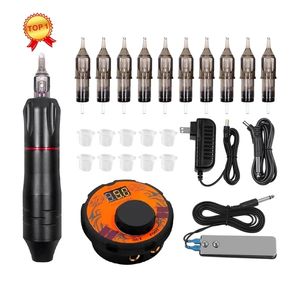 Kit de machine à tatouer professionnel stylo rotatif d'alimentation avec cartouches aiguilles pour maquillage permanent microblading des sourcils 220617