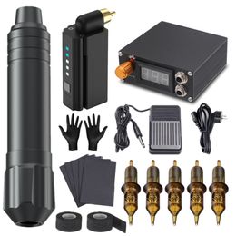 Kit de Machine à tatouer professionnelle, alimentation électrique avec aiguille, stylo de maquillage pour artistes débutants