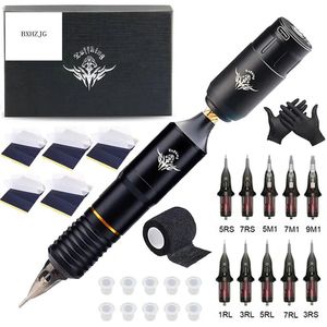 Professionele tattoo-machinesets Draagbare roterende draadloze tattoo-penset met voeding RCA-interface Permanente make-up gereedschap 231225