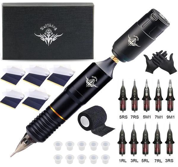 Kits de máquina de tatuaje profesional kit de pluma de tatuaje rotativo inalámbrico con suministros de tatuaje de agujas de cartucho para arte del cuerpo 2204185665626