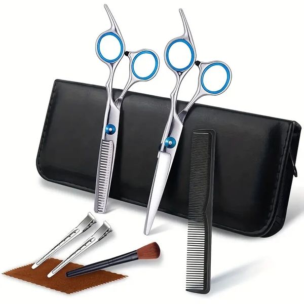 Ciseaux amincissants professionnels Kit de ciseaux de coupe de cheveux Kit de ciseaux de coiffeur avec ciseaux de coiffeur Ciseaux de coupe de cheveux Ciseaux de superposition de cheveux