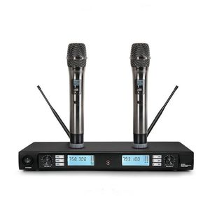 Livraison gratuite! Système professionnel de karaoké de Microphone sans fil UHF avec double émetteur portable Microphone Mike Mic