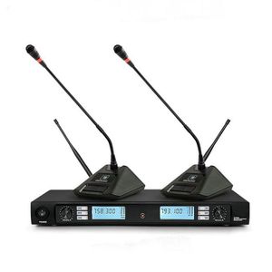 ¡Envío gratis! Sistema de karaoke con micrófono inalámbrico UHF profesional con transmisor de doble cuello de cisne Microfone Mike Mic