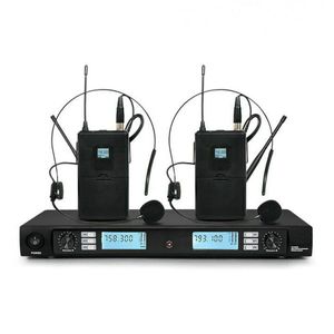 Geen verzendkosten! Professionele UHF draadloze microfoonkaraoke-systeem met dubbele headset / revers-zender Microfone Mike MIC