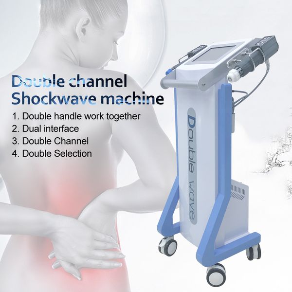 Verticale professionnelle 2 poignées Traitement ED Gadgets de santé Équipement ShockWave Massage corporel Onde de choc Dysfonction érectile électromagnétique