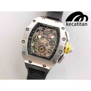 Montre professionnelle Date Kecatitan Watch Richa Milles Rm011-fm Series 7750 Automatique Mécanique Black Tape Mens