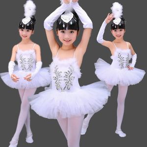 Filles blanches professionnelles robes de Ballet du lac des cygnes Costumes de danse de ballerine pour enfants robe de danse Performance Tutu Dancewear 240111