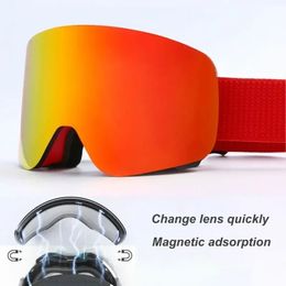 Lunettes de Ski professionnelles à lentille magnétique à changement rapide, Double couche, Anti-buée, équipement de Snowboard, hiver, 231113