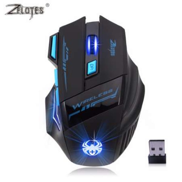 Souris de jeu professionnelle sans fil, optique 2400DPI, 2.4G, LED, 7 touches, pour joueur professionnel, haute qualité